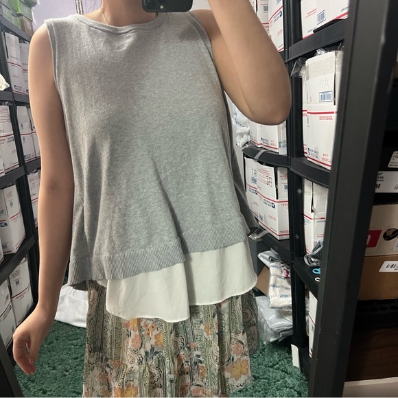 loft layered knit chiffon sweater vest - Picture 4 of 9